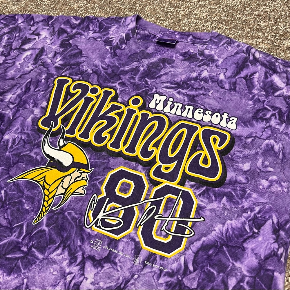 90s Cris Carter Minnesota Vikings Single Stitch Tie Dye NFL Football Graphic Tee